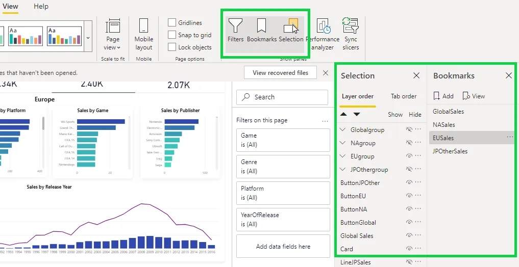 Create buttons in Power BI reports - Power BI