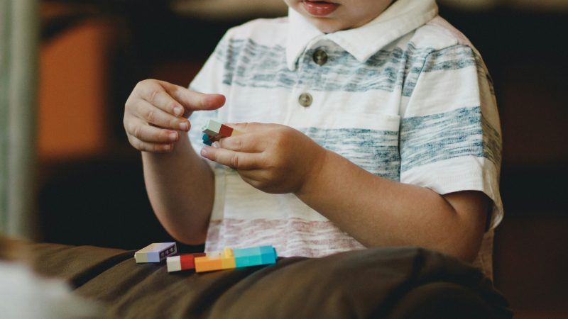 Young by playing with lego or bricks